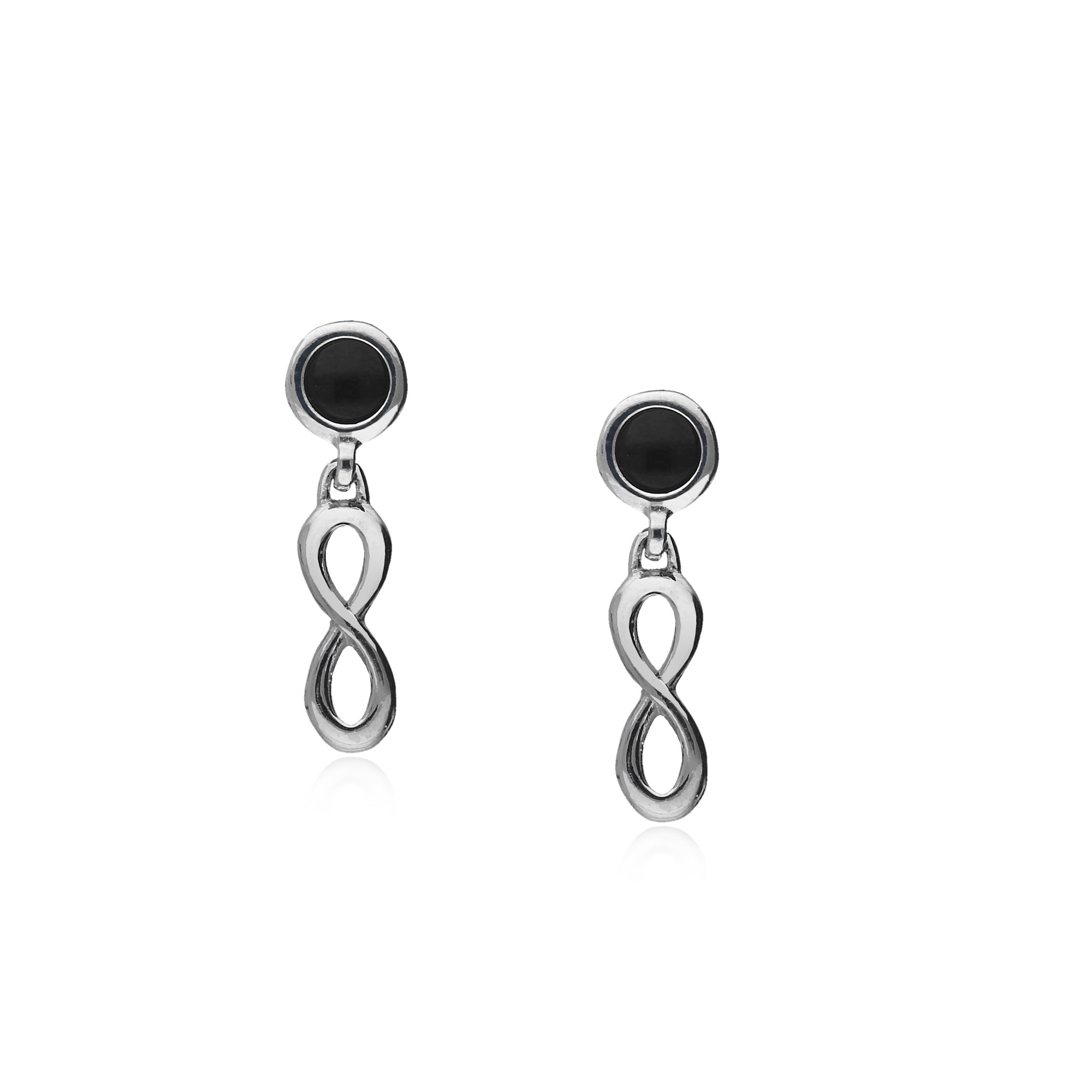 Sterling Silver Whitby Jet Infinity Stud Drop Earrings for Women - Elegant Dangle Ear Jewelry for Parties, Weddings & Everyday Wear