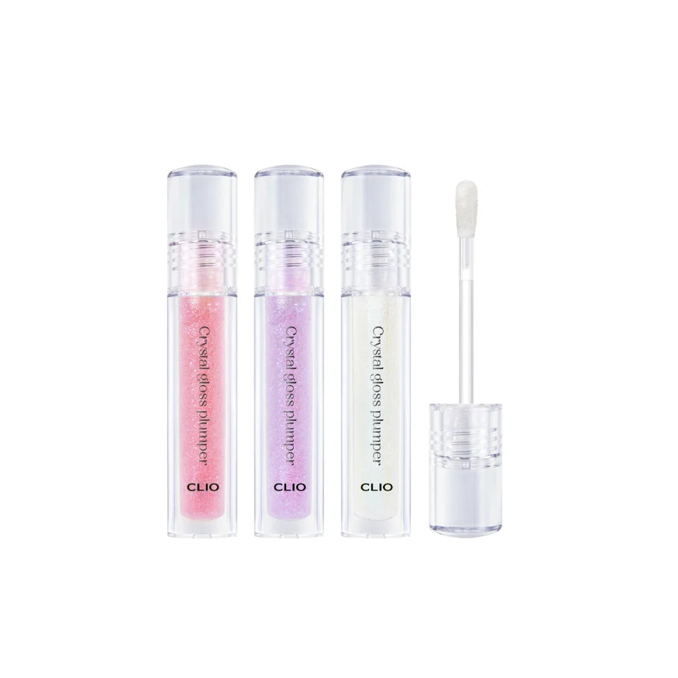 CLIO Crystal Gloss Plumper - 3-Piece Set (3.4g Each) - Hydrating Lip Gloss with Plumping Effect - Perfect for Daily Wear & Special Occasions
