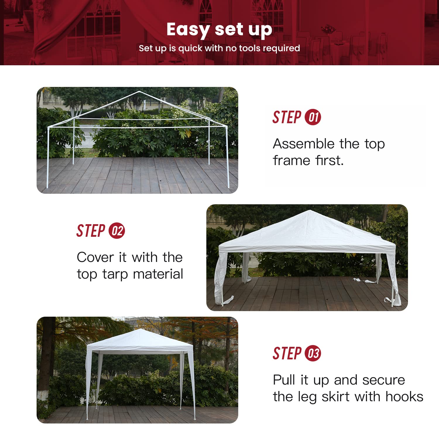 10x10 Waterproof Gazebo Canopy Tent - Outdoor Party Shelter for Weddings, BBQ, Catering & Backyard Gatherings | Heavy-Duty Patio Cover for Sun & Rain Protection