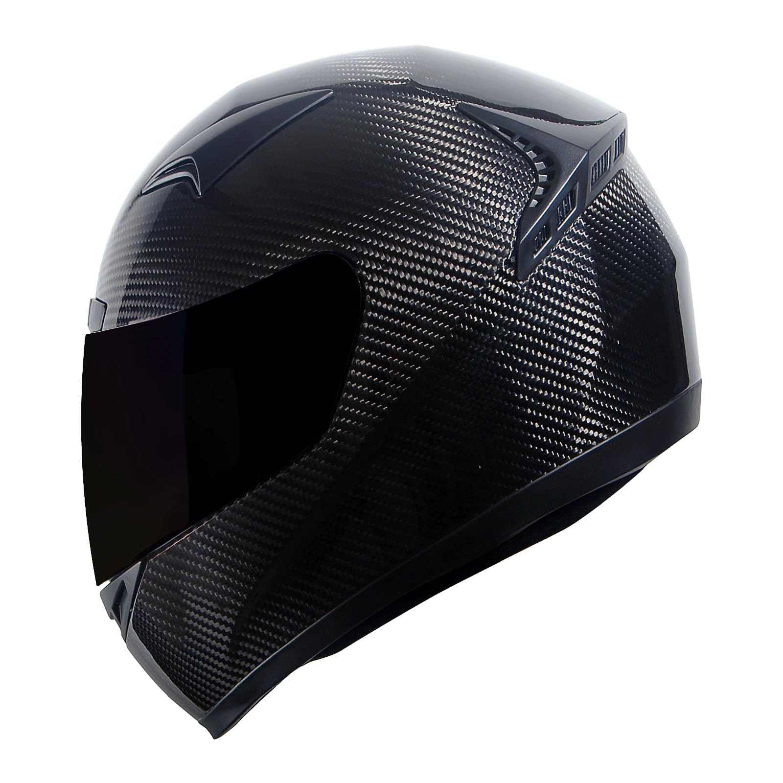 Genuine Carbon Fiber Motorcycle Helmet - Lightweight 3.2lb Full Face Street Bike Helmet HG335 (Black) | Perfect for Racing, Commuting & Road Safety