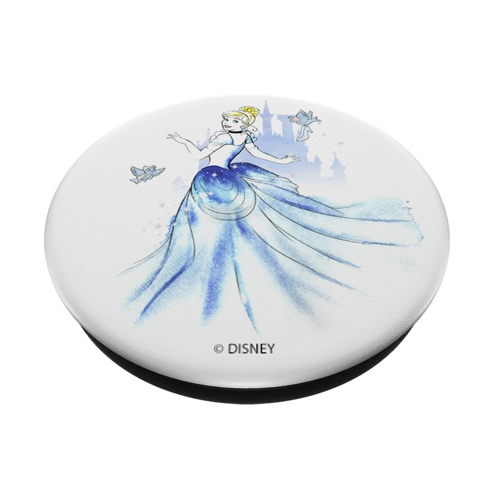 Disney Cinderella Birds & Castle Watercolor Art PopSockets Standard PopGrip - Swappable Phone Grip & Stand for iPhone, Samsung, Smartphones - Perfect for Disney Fans, Gifts, Everyday Use