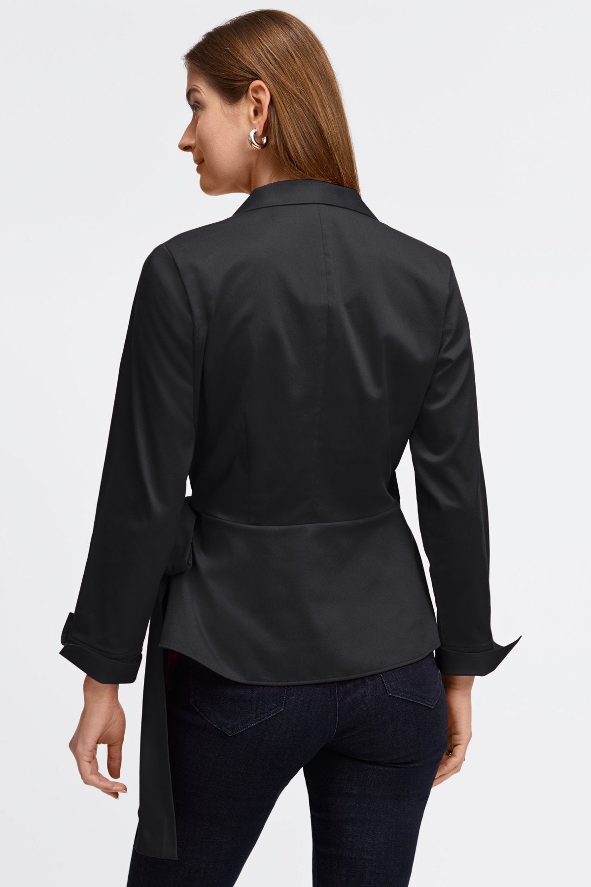 Salina No Iron Stretch Matte Sateen Long Sleeve Shirt for Women - Wrinkle-Free Office Blouse, Comfortable Business Casual Top for Work & Professional Wear