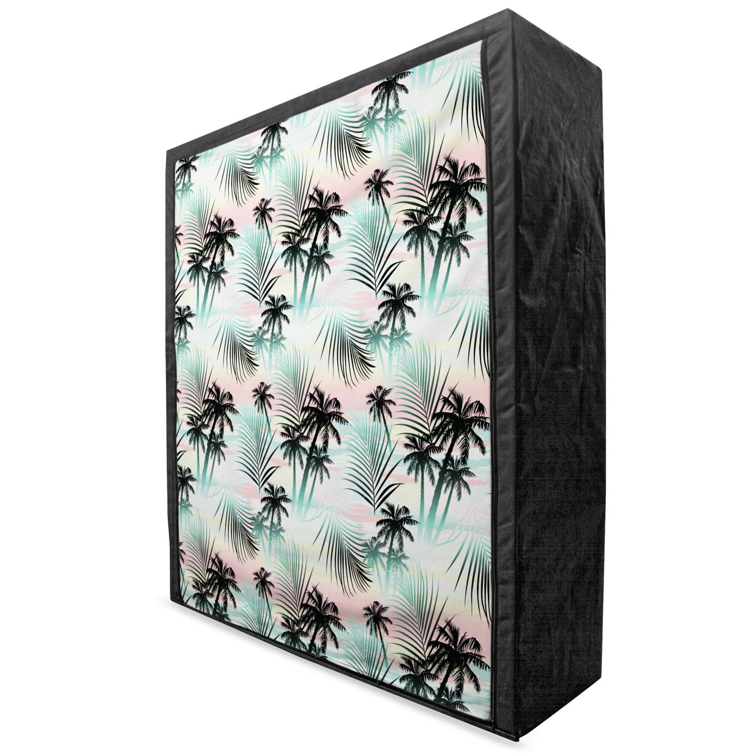 Ambesonne Hawaii Portable Fabric Wardrobe - Summer Palm Trees & Exotic Fern Leaves Pattern, 59