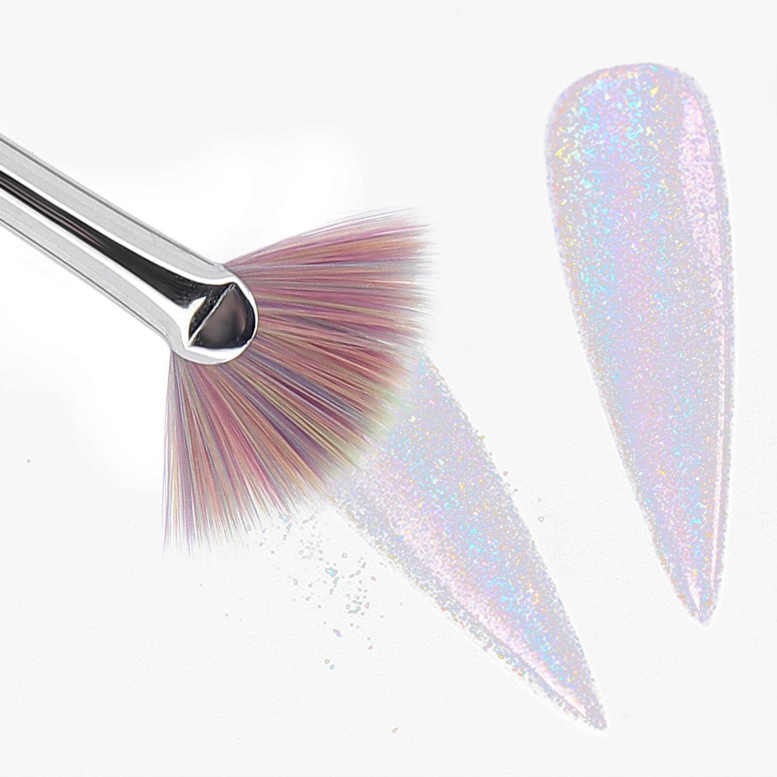 Premium Fan Shape Nail Brush - Nylon Bristle Dust Brush with Rhinestone Handle for Manicure, Nail Art & Glitter Removal | Perfect for Salon Professionals & DIY Nail Care at Home