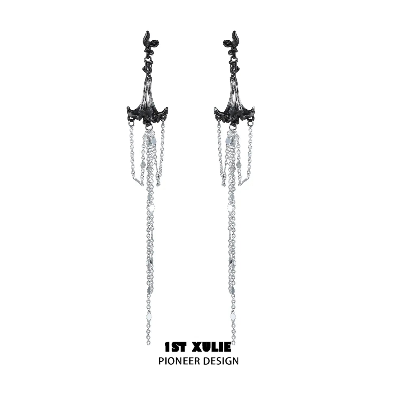 A pair of silver earrings