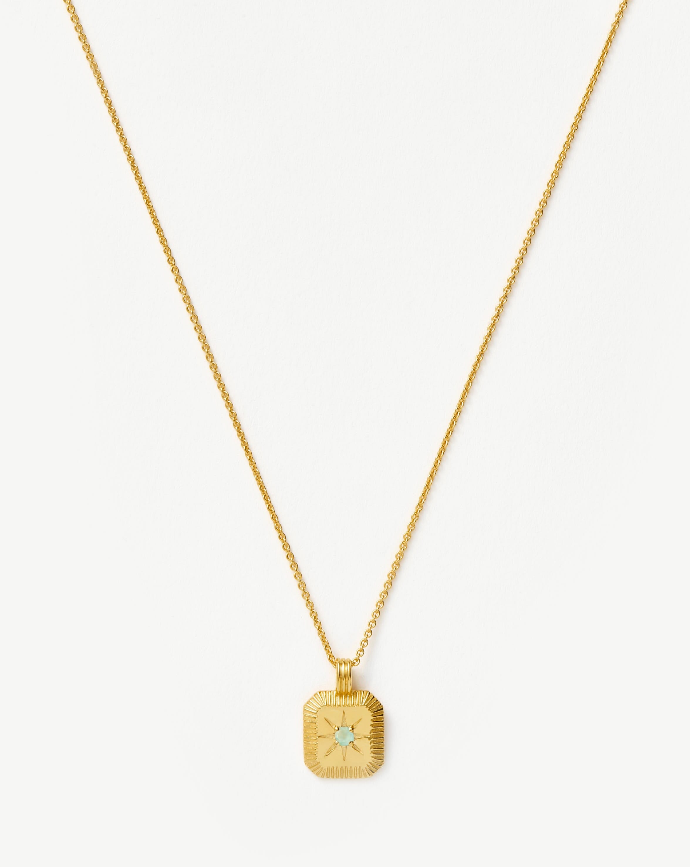 March Birthstone Pendant Necklace - 18k Gold Vermeil with Dyed Aqua Chalcedony | Elegant Jewelry Gift for Women | Perfect for Birthdays, Anniversaries & Special Occasions