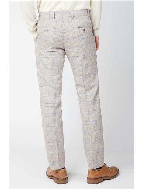 Vintage Saint Cream Tweed Check Pants for Women - Classic High Waist Trousers for Office, Party & Casual Wear
