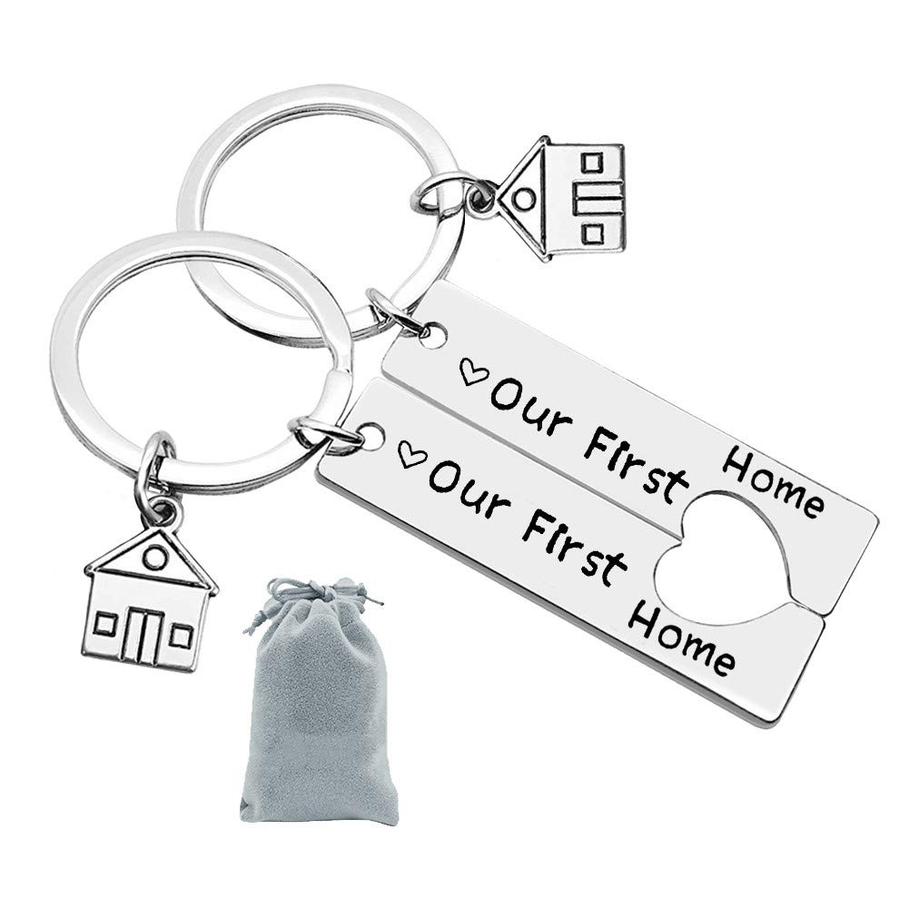 Vadaka Our First Home Keychains - 2 Pack Housewarming Gift for New Homeowners, Realtor Closing Gifts, Moving in Present - Perfect for House Keys, New Home Celebrations & Real Estate Agent Gifts