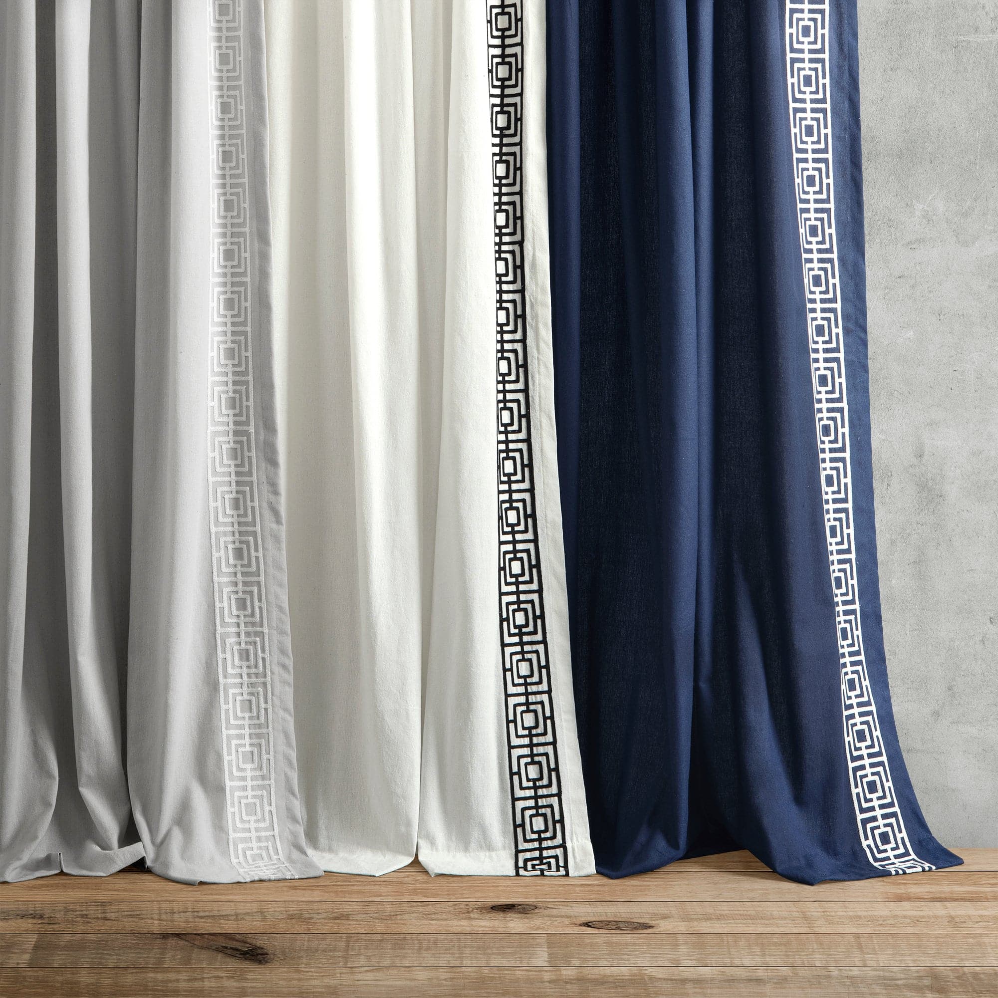 Luxury Modern Square Embroidery Border Window Curtain Panel - Elegant Home Decor for Living Room, Bedroom & Dining Room - Blackout Drapes with Embroidery Design - Perfect for Home, Office & Hotel Decor
