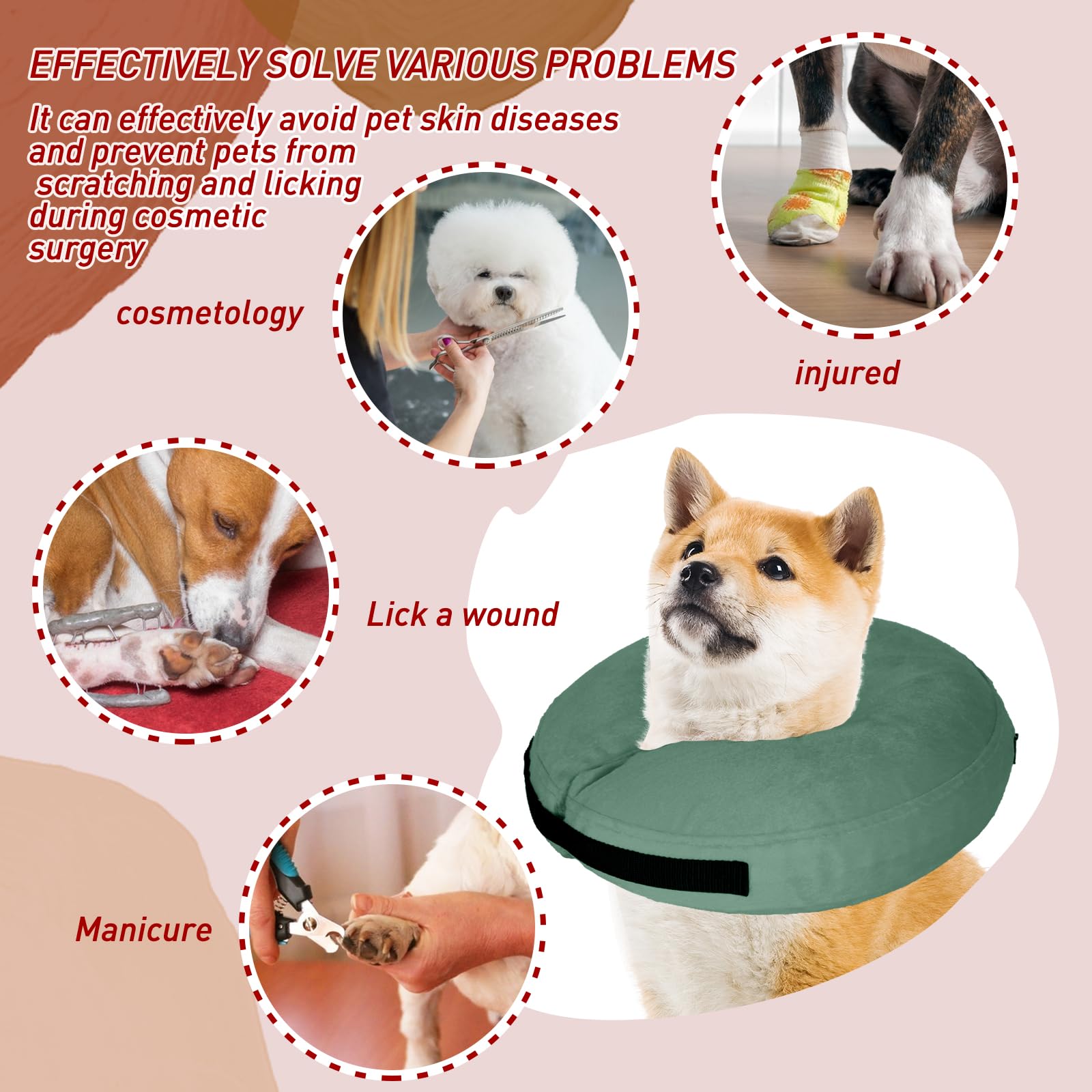**Inflatable Dog Cone Collar - Soft Protective Recovery Collar for Dogs & Cats After Surgery, Spay, Neuter - Comfortable Donut Collar for Large, Medium, Small Pets (Green, X-Large) - Perfect for Post-Op Care & Wound Protection**