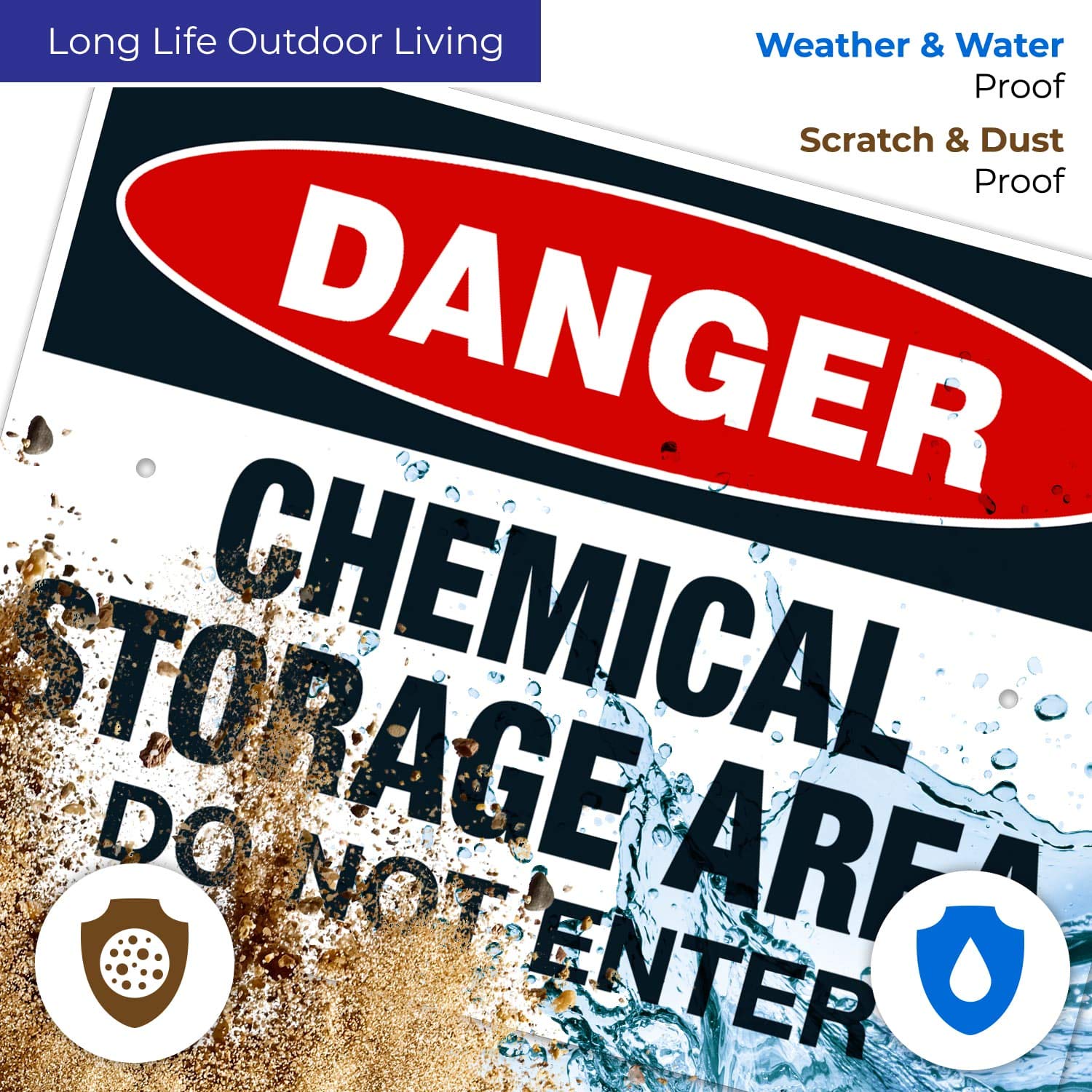 Danger Chemical Storage Area Sign - OSHA Approved, 18x24 Inches, Rust-Free .063 Aluminum, Fade Resistant for Indoor/Outdoor Use | Easy Mounting, Made in USA | Warehouse Safety & Hazard Warning Sign