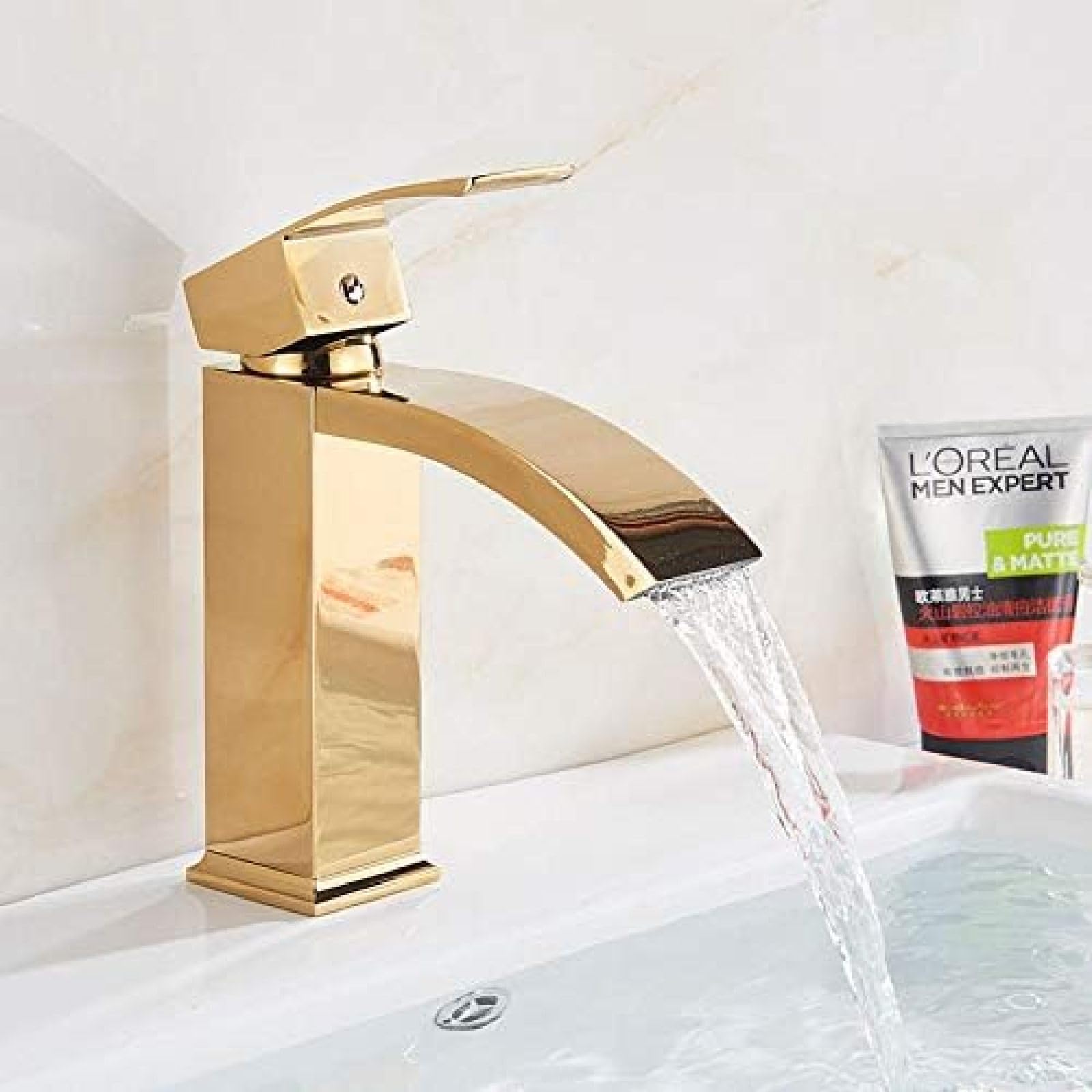 CRJUS Single Handle Deck Mount Waterfall Bathroom Sink Faucet - Hot & Cold Mixer Tap in Chrome/ORB/Brushed Nickel Finish - Perfect for Modern Vanities, Spa Bathrooms & Luxury Home Decor