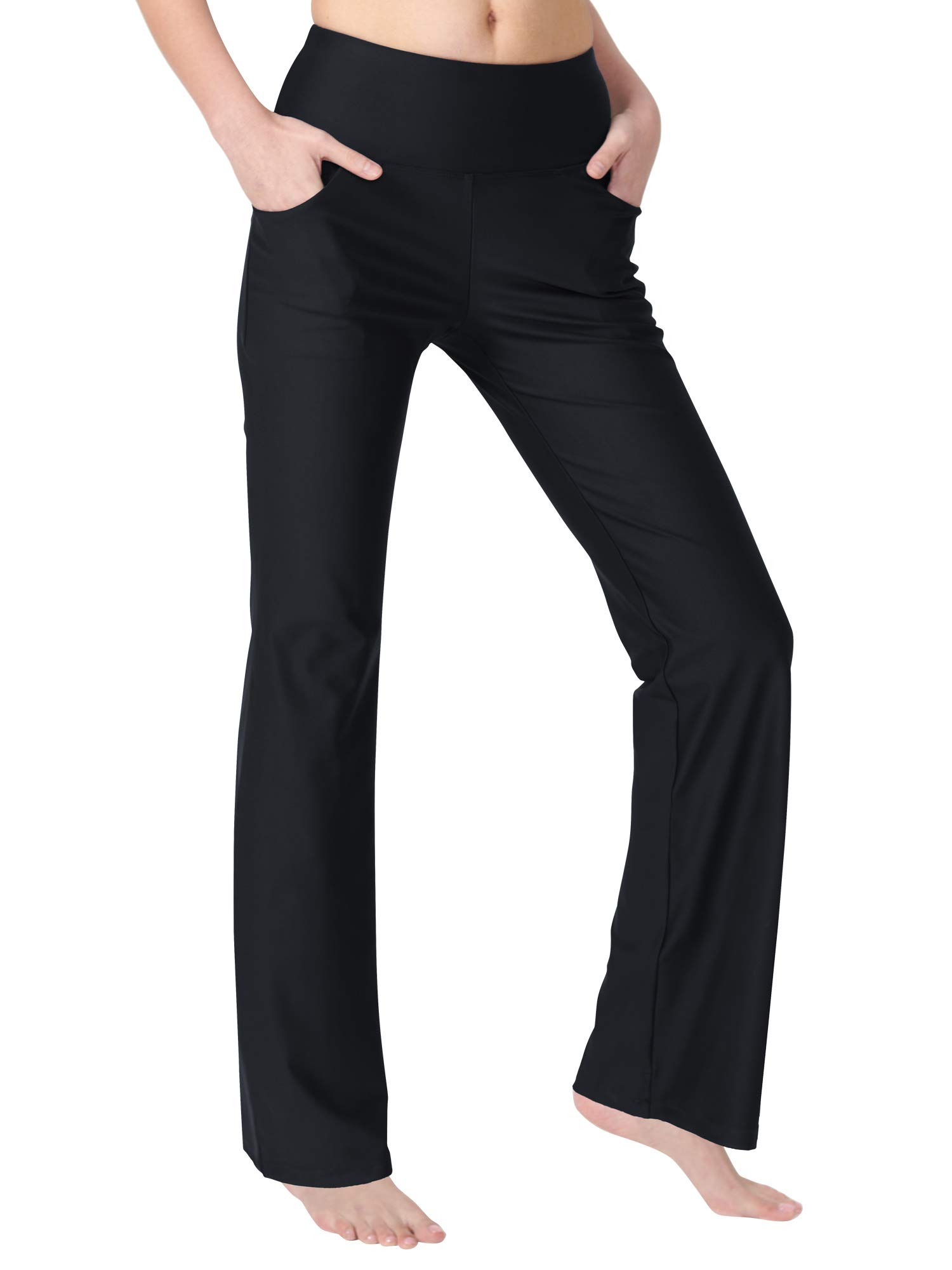 Zeronic Women's High Waisted Bootcut Yoga Pants with Pockets - Tummy Control Workout Running Pants for Yoga, Gym & Casual Wear
