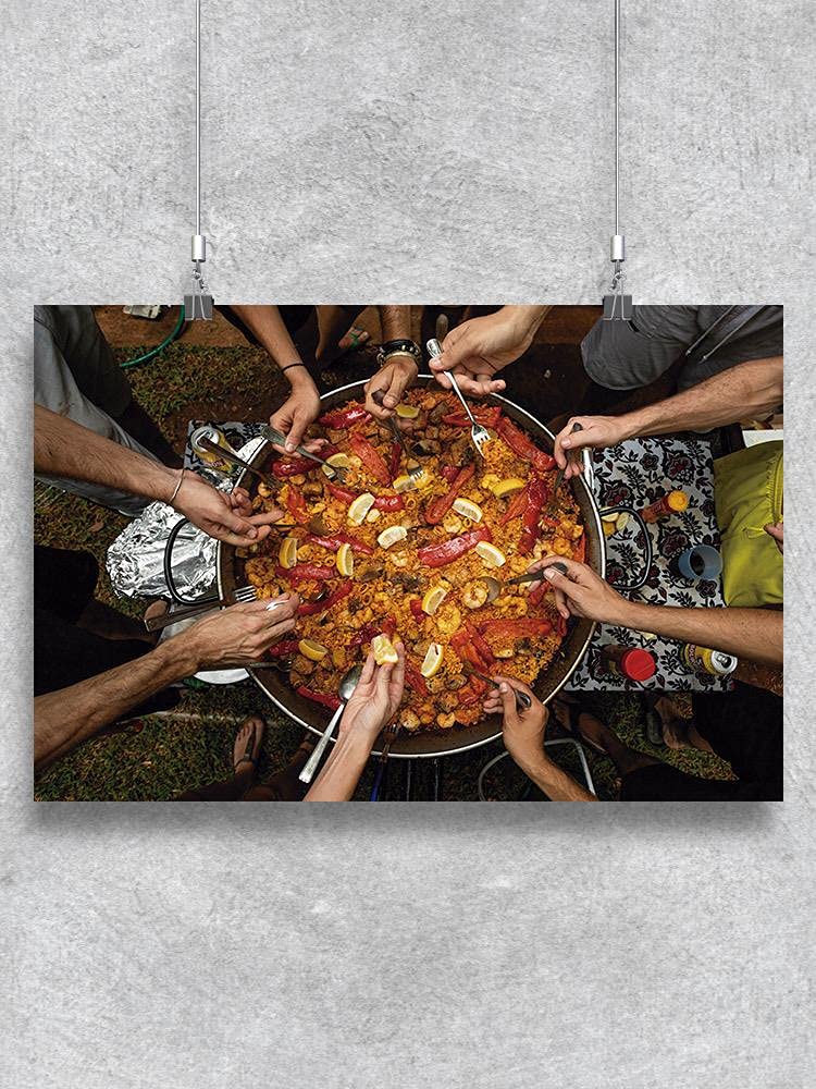 Authentic Spanish Paella Recipe Poster - Traditional Spanish Cuisine Wall Art for Kitchen & Dining Room Decor