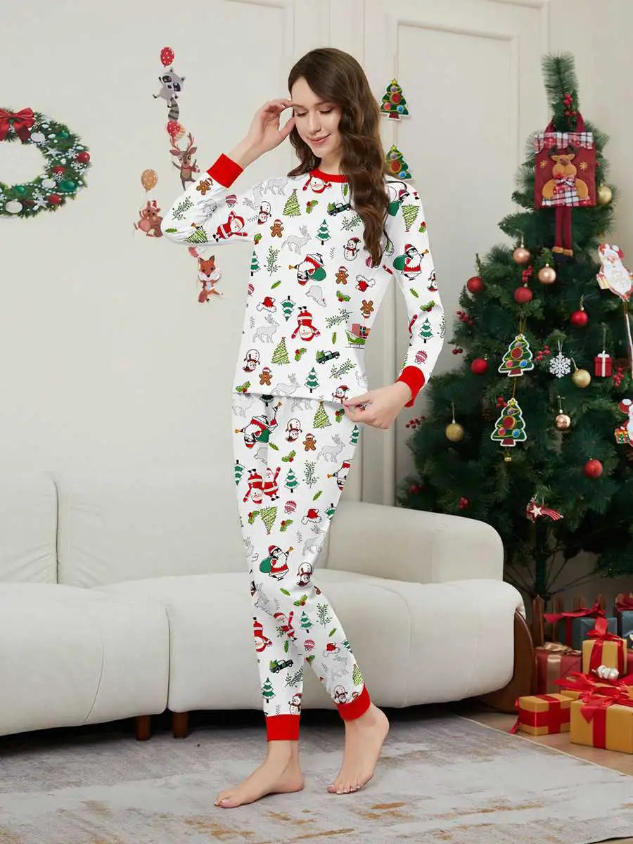 Printed Christmas Matching Family Pajamas Set - Cozy Holiday PJS for Family Photos & Festive Gatherings