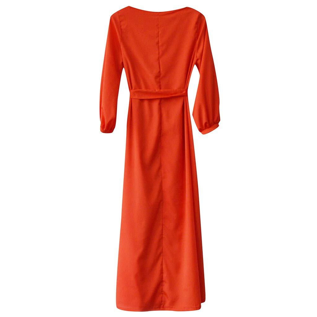 Women's Summer Casual Party Dress - Flowy Lantern Sleeve Solid Maxi Dress with Adjustable Belt | Plus Size Beachwear & Evening Outfit for Women