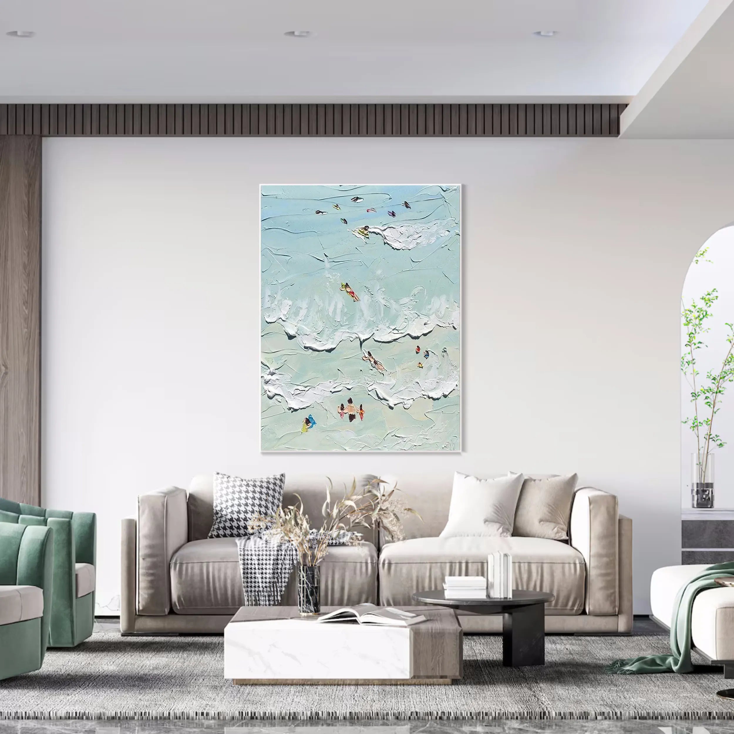 Seascape and Snowy Peak Painting #SP005 - Stunning Landscape Art for Home & Office Decor | Perfect for Living Room, Bedroom, or Gift