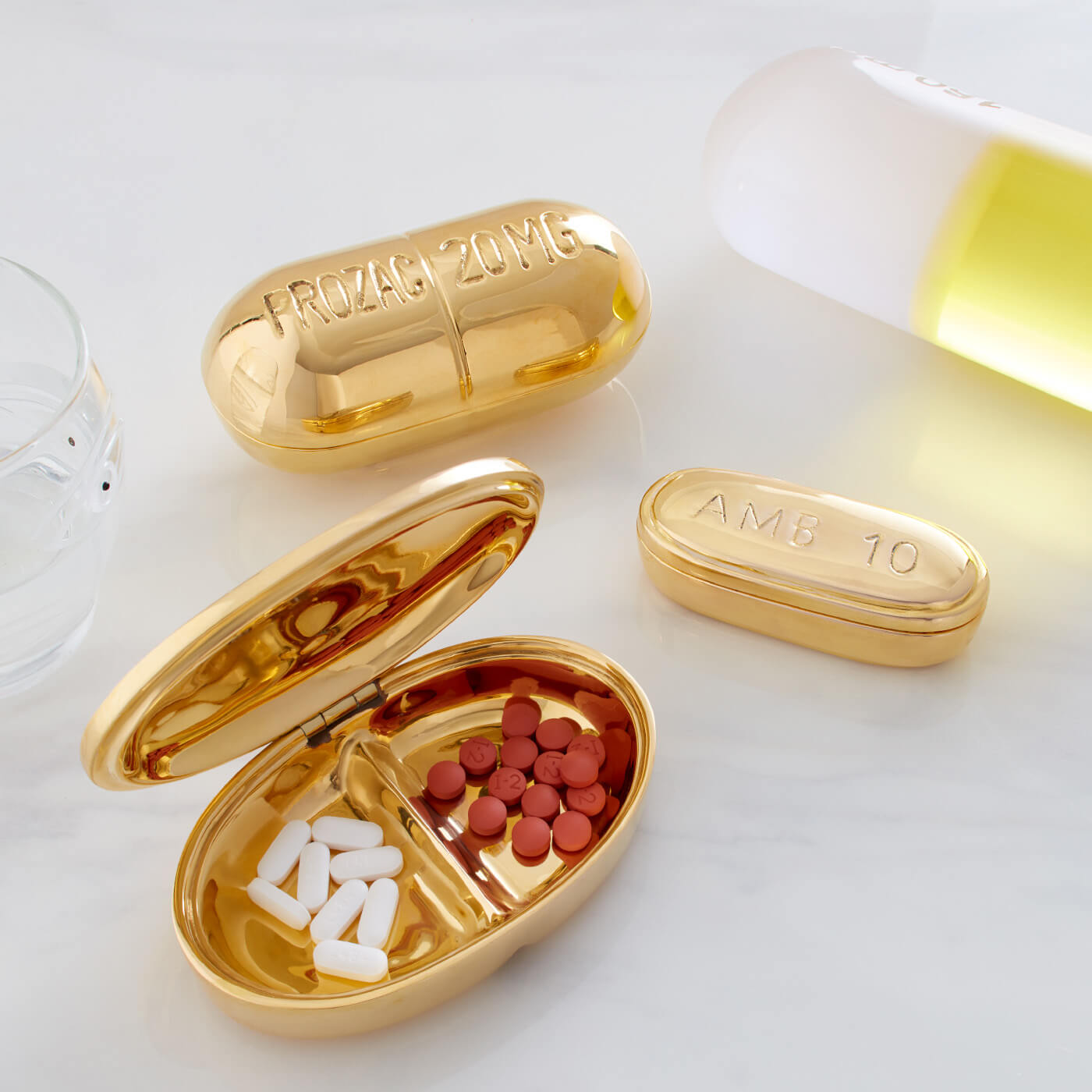 Premium Xanax Brass Pill Box - Compact & Durable Medication Organizer for Travel, Daily Use, and Emergency Storage