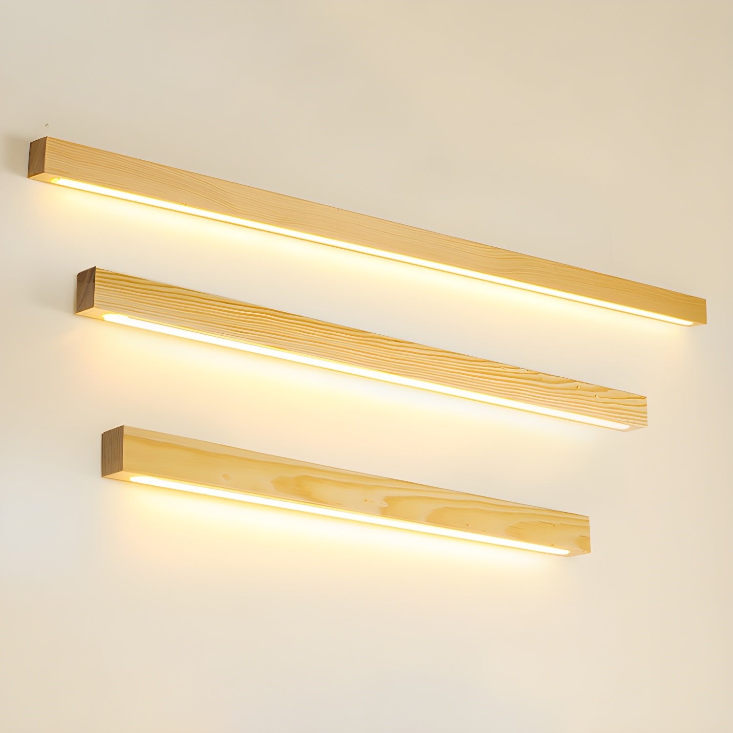 Arlo Linear Wood Wall Light - Modern Wooden LED Wall Sconce for Bedroom, Living Room & Hallway - Warm White Dimmable Lighting Fixture for Home Decor