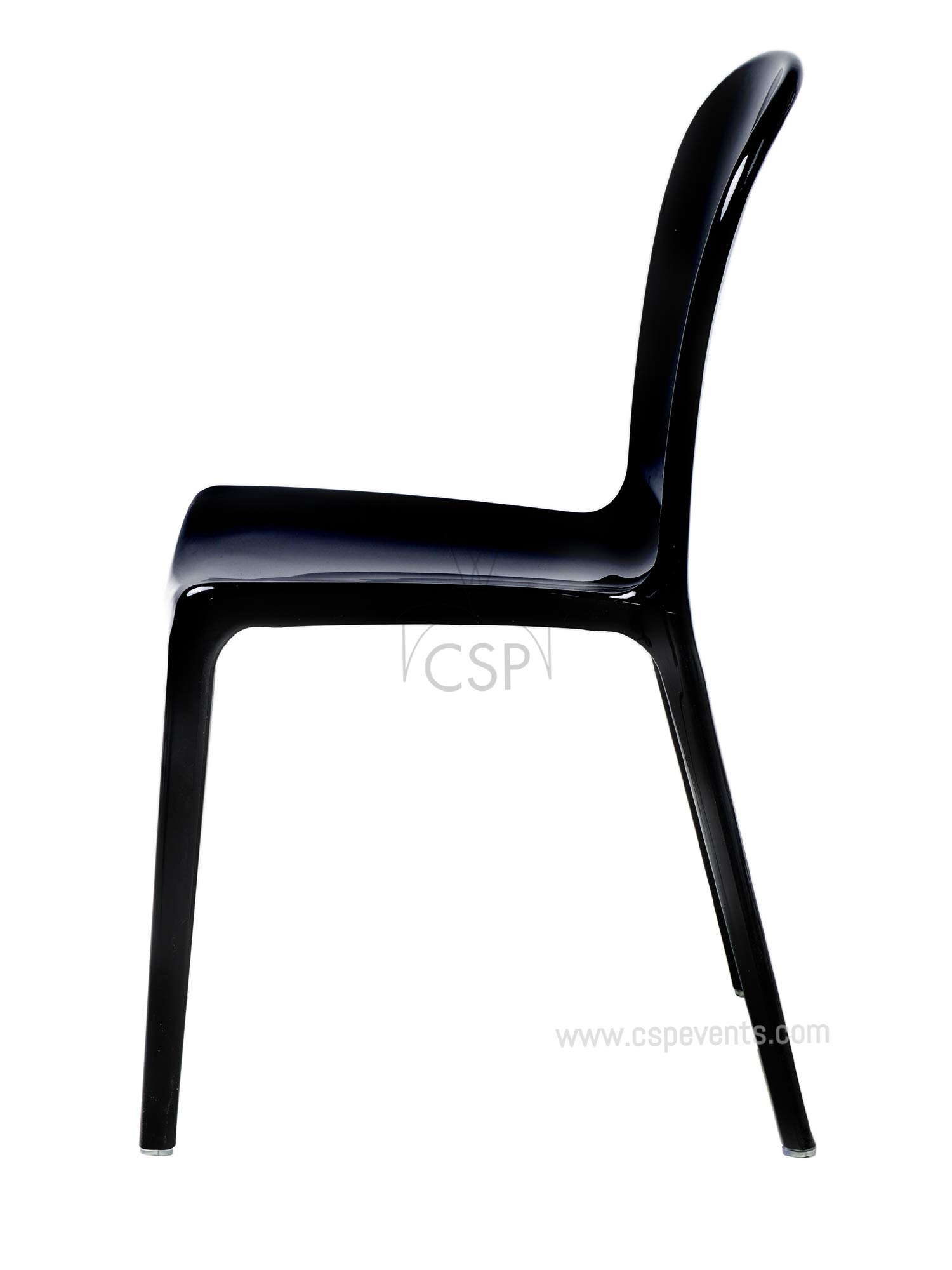Commercial Polycarbonate Genoa Chairs - Heavy Duty Stackable Dining Chairs for Restaurants, Cafes & Outdoor Use - Black
