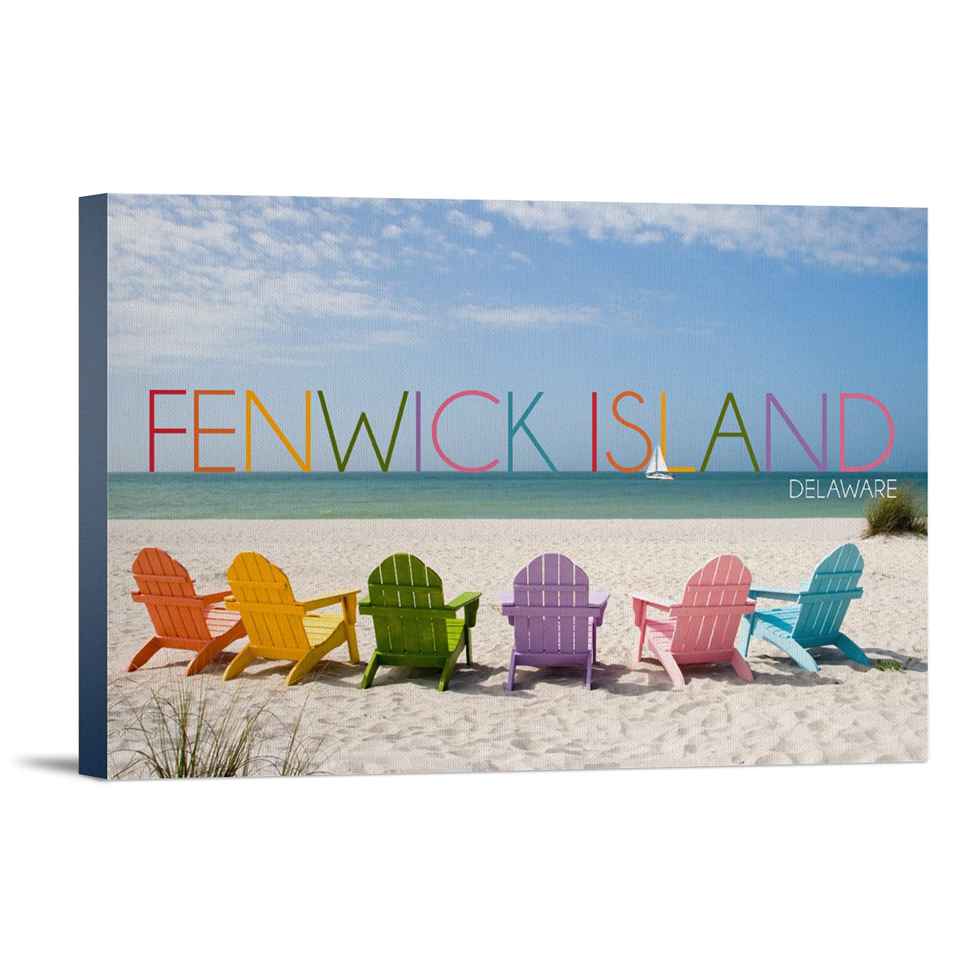 Lantern Press Fenwick Island Delaware Beach Chairs Art Print - 24x36 Wrapped Canvas Wall Decor for Coastal Living Room & Beach House Decor