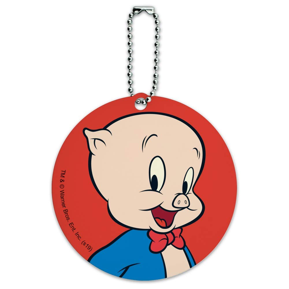 Looney Tunes Porky Pig Round Luggage ID Tag - Durable Suitcase & Carry-On Baggage Identifier for Travel Accessories - Perfect for Airports, Business Trips & Family Vacations