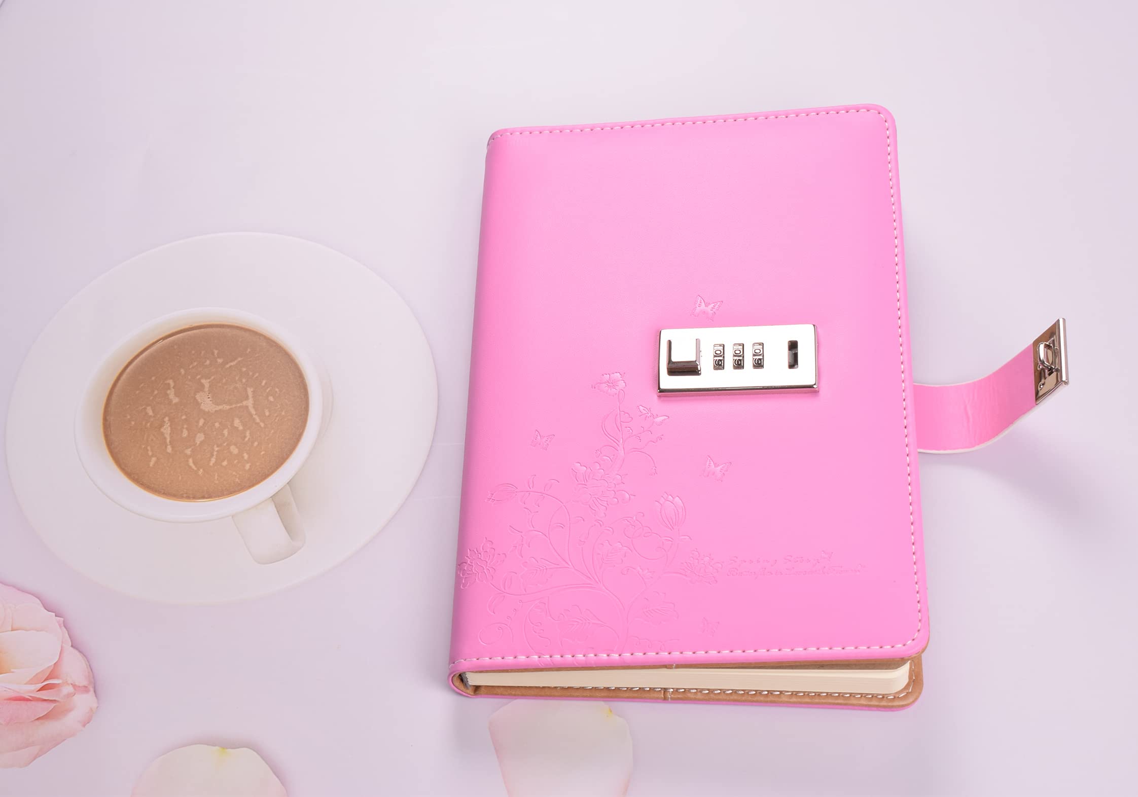 Secure Combination Lock Diary - A5 Locking Journal with Personal Notepad, Pink Writing Notebook for School, Travel & Secret Keeping | Planner & Agenda Organizer