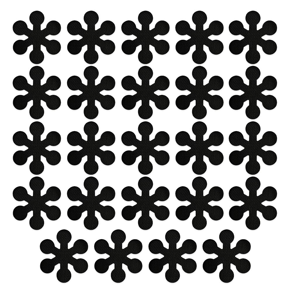DDCASE Anti-Slip Bathtub Stickers - 24 Pack Black Snowflake Non-Slip Safety Stickers for Bathroom, Shower Floor & Stairs | Prevent Slips in Wet Areas, Ideal for Kids & Elderly Safety