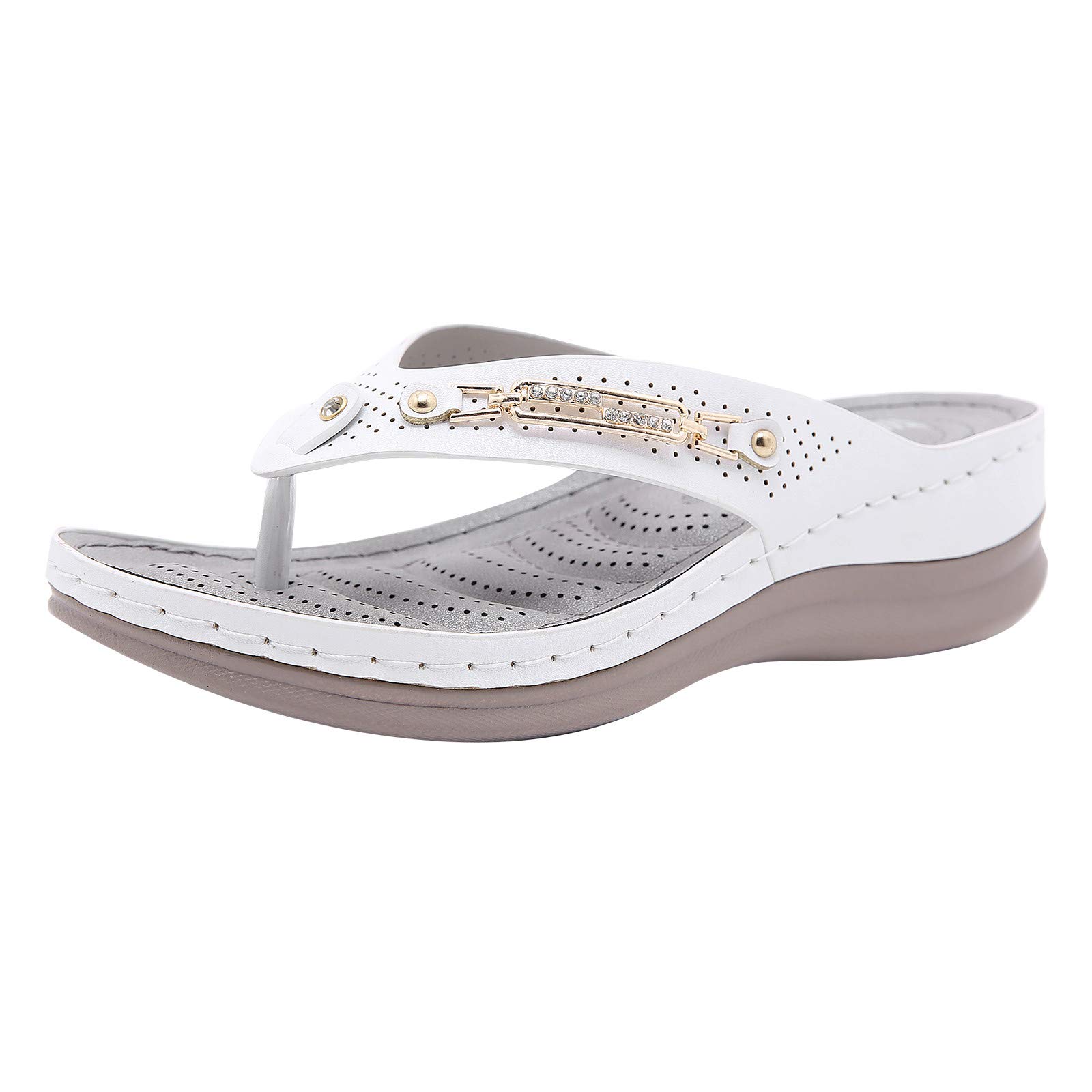 FAMOORE Women's & Toddler Slip-On Beach Shoes - Quick Dry Water Shoes for Women, Kids Size 7 - Comfortable Walking Sandals for Beach, Pool, Water Park & Summer Outings (White, Size 9)