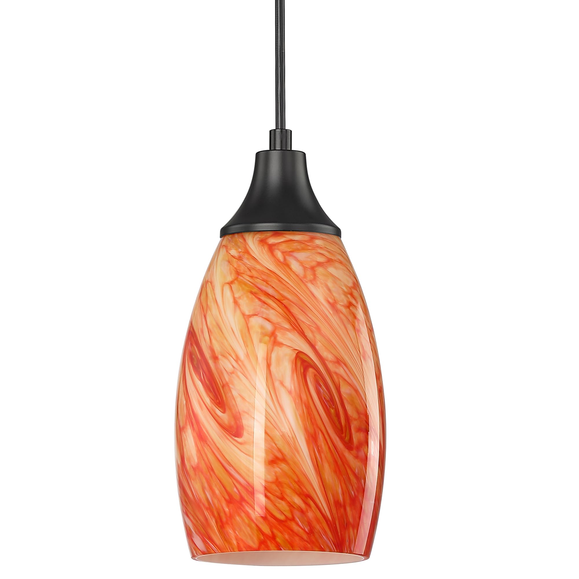 Mini Pendant Lights for Kitchen Island - Black Adjustable Cord with Art Glass Shades - Modern Pendant Lighting for Kitchen Counter, Hallway, Dining Room & Bathroom - Perfect for Home Decor, Restaurant Lighting, and Office Spaces
