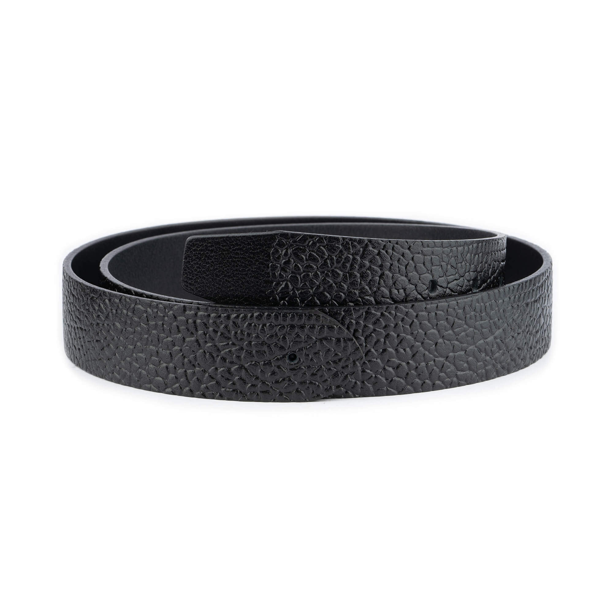 Men's Black Pebble Calf Leather Belt Strap - Replacement for Ferragamo Buckle | Perfect for Business, Casual & Formal Wear