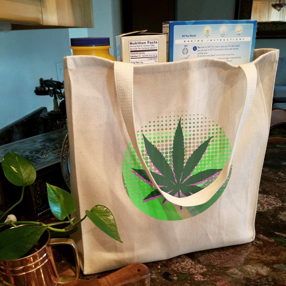 Eco-Friendly Reusable Tote Bag with Psychedelic Marijuana Leaf Design - Perfect for Grocery Shopping, Travel & Cannabis Enthusiasts