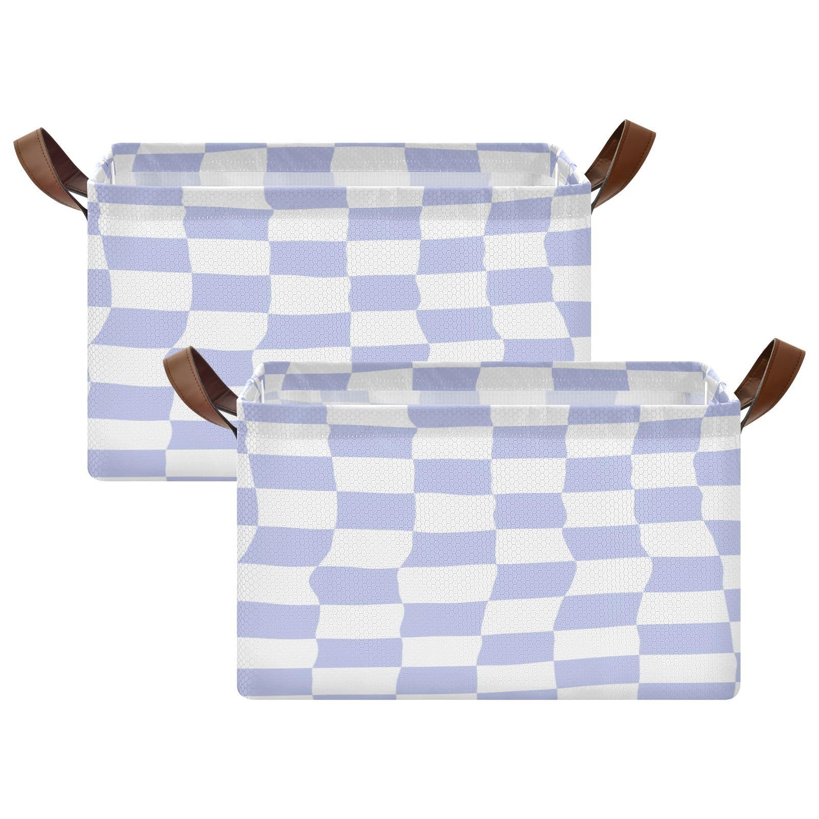 Purple Plaid Under Bed Storage Bins - Foldable Collapsible Storage Basket with Handles & Metal Frame - Closet Cabinet Organizer (2 Pack) - Perfect for Seasonal Clothes, Blankets & Toy Storage