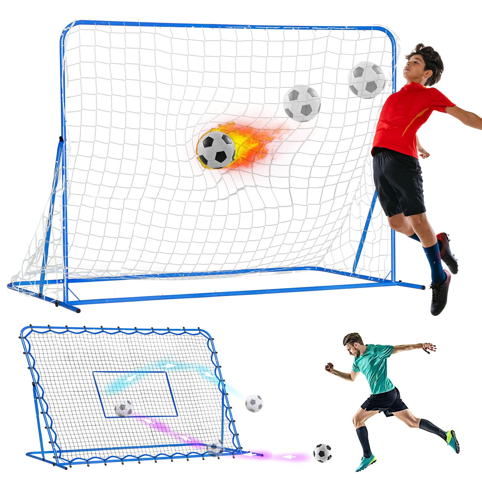 Dual-Mode Soccer Goal & Rebounder Net - Premium Durable Training Equipment for Shooting, Control & Passing Practice - Adjustable Angle for Kids, Teens & Adults - Perfect for Backyard, Field & Team Training Sessions