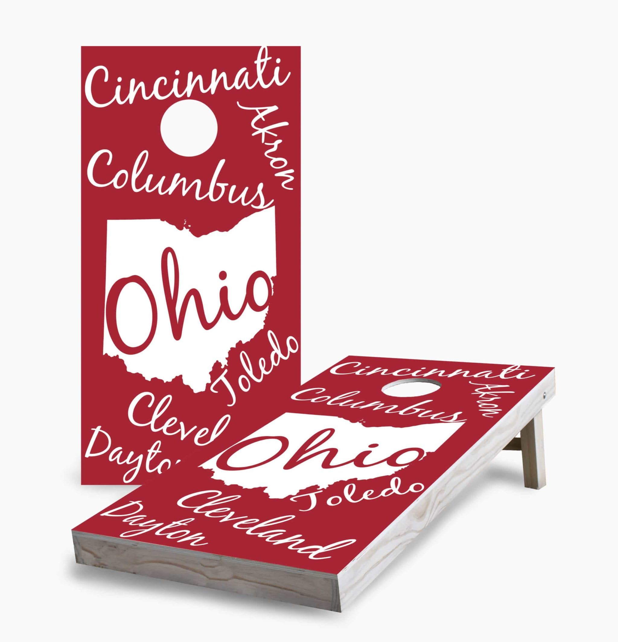 Ohio State Pride Cornhole Game Set with 2 Boards & 8 Bags - Outdoor Lawn Tailgating Party Game for Backyard, BBQ, and College Football Events