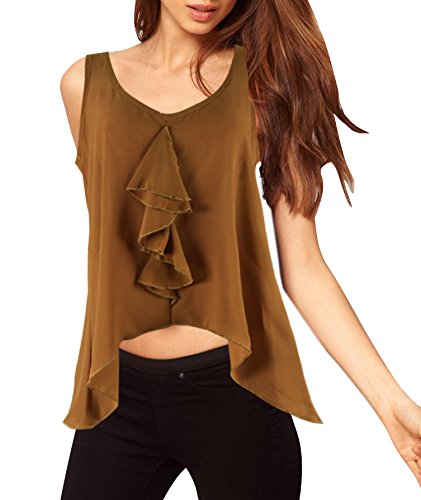Vintage Sheer Light Summer Open Back Ruffle Evening Top Blouse for Women - Elegant Party Wear & Date Night Outfit