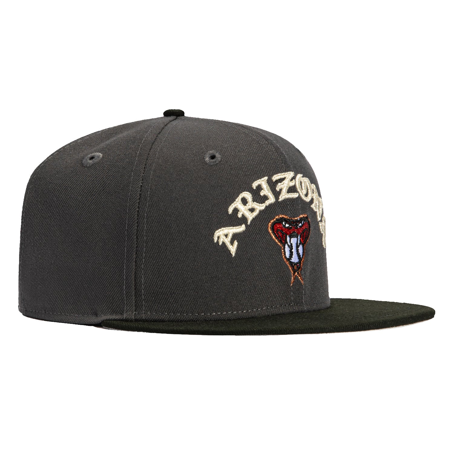 New Era 59Fifty Arizona Diamondbacks Arch Fitted Baseball Cap - Graphite & Black | MLB Officially Licensed Hat for Baseball Games & Casual Wear
