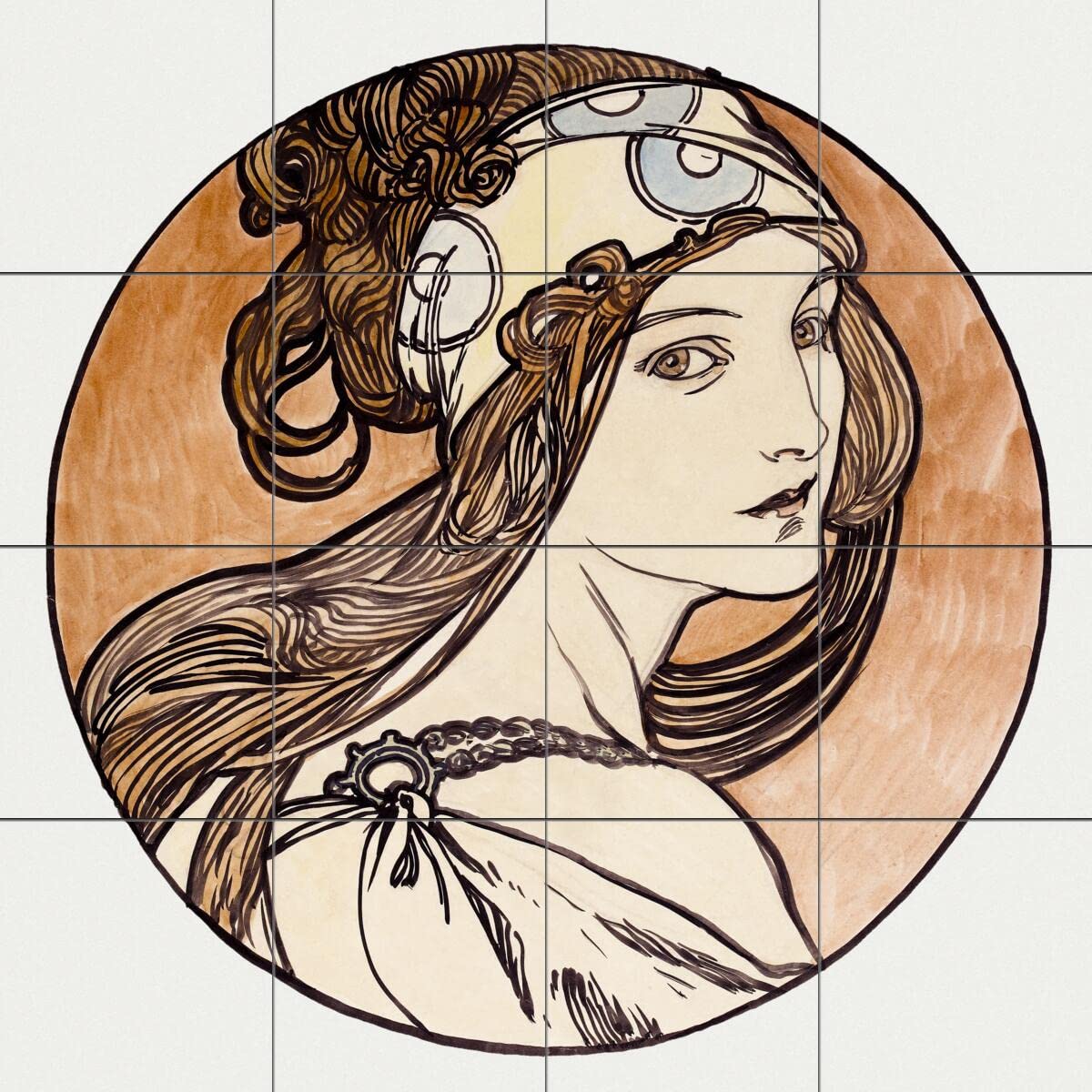 Alphonse Mucha Tile Mural Kitchen Backsplash - Fouquet Boutique V Art Nouveau Wall Decor - Perfect for Kitchen Renovation & Home Decoration
