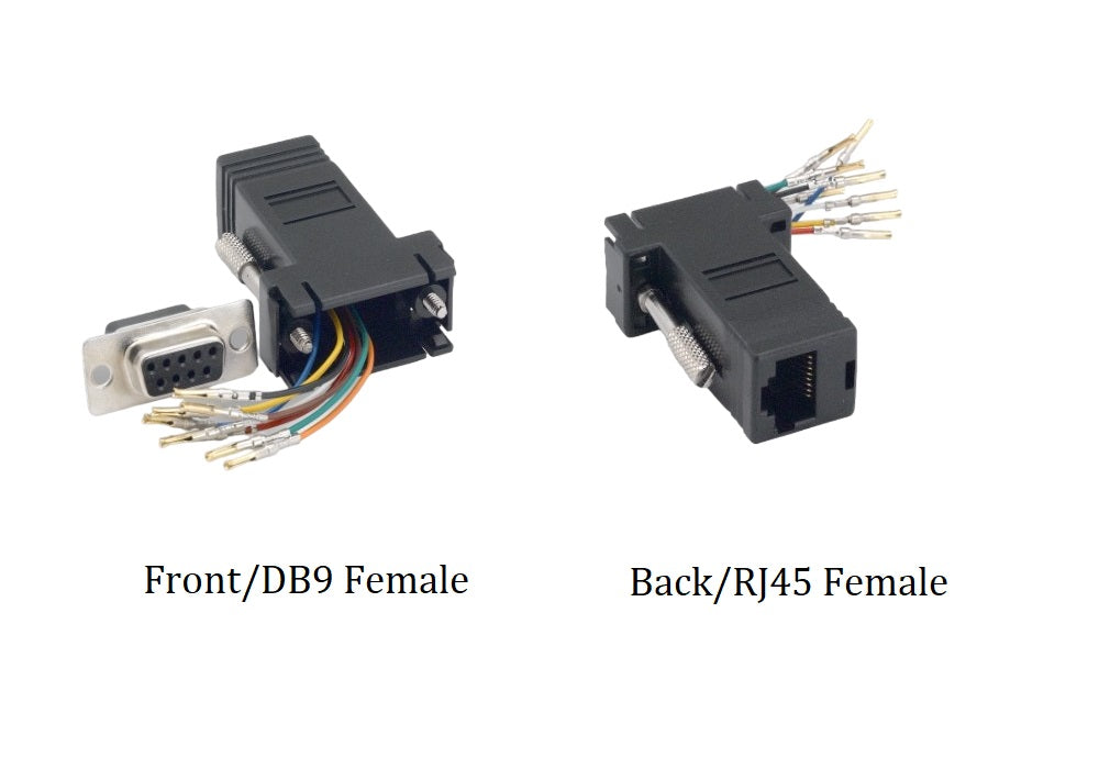 10-Pack DB9 Female to RJ45 (8P8C) Female Modular Adapter - Black | Serial to Ethernet Converter for Networking, Industrial Equipment & Computer Connectivity