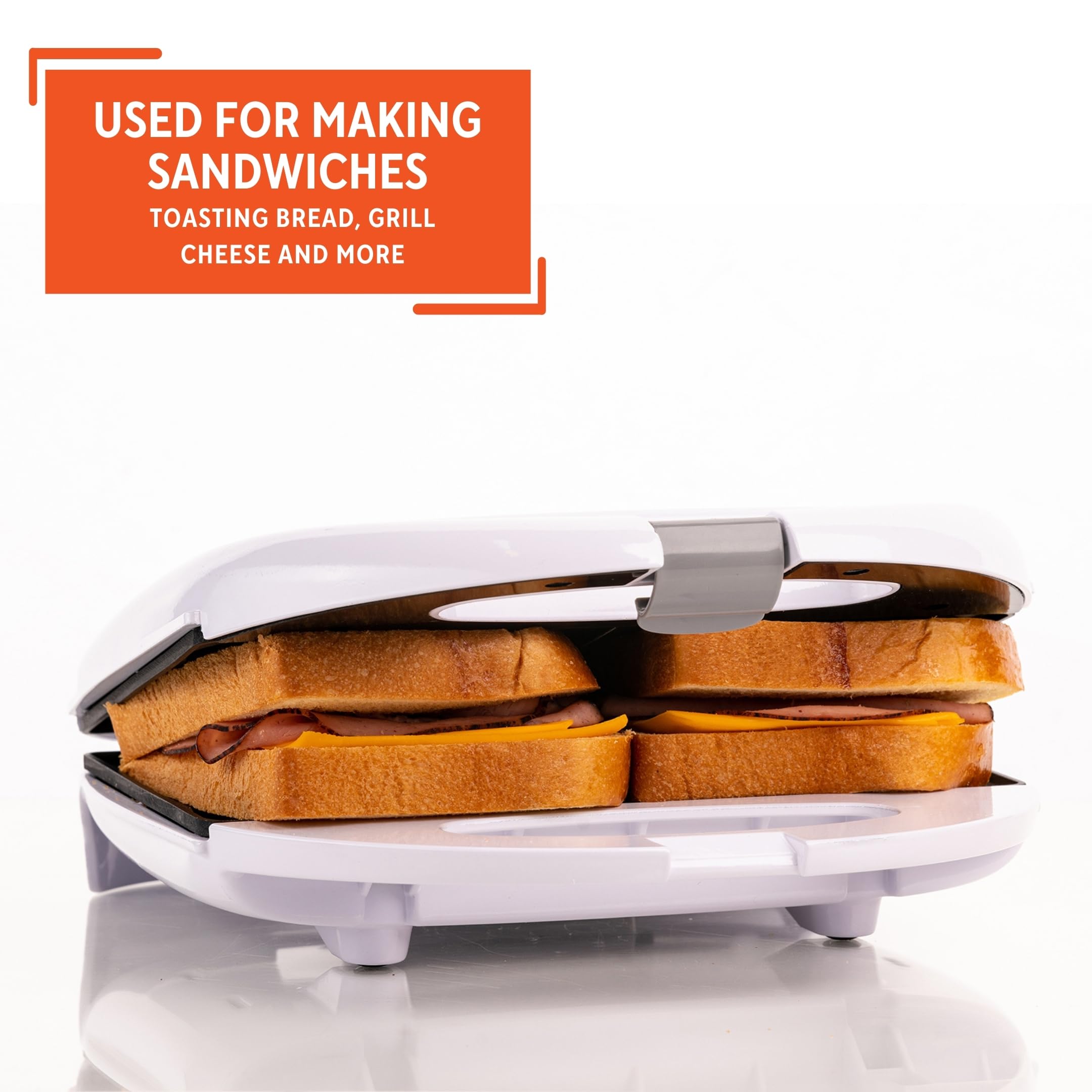 IMUSA 2-Slot Electric Sandwich Maker - White (GAU-80108) with Indicator Lights | Perfect for Quick Breakfasts, Lunches & Snacks at Home or Office