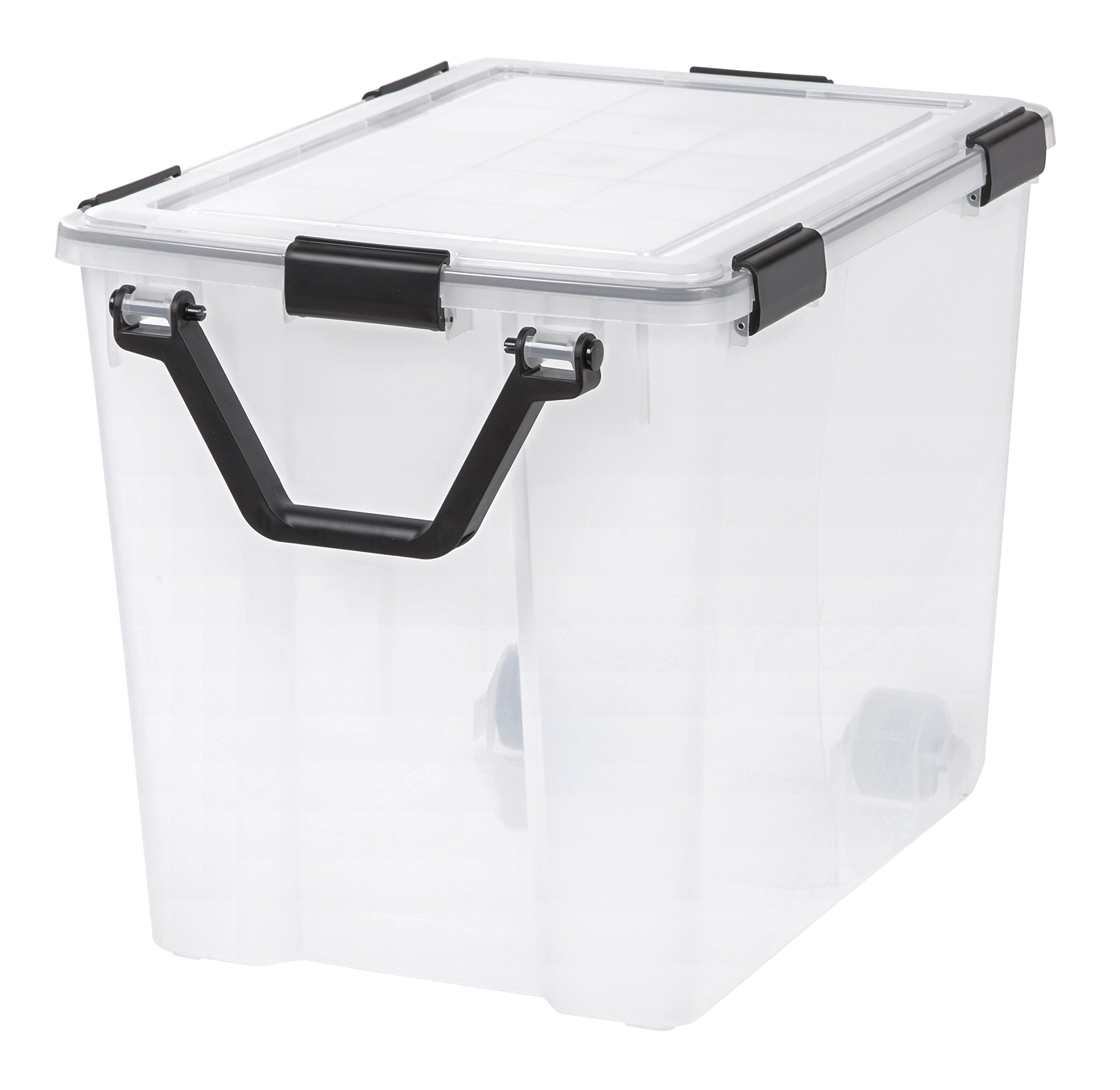 IRIS USA 103 Quart WEATHERPRO Clear Plastic Storage Box - Durable Lid, Airtight Seal & Secure Black Latches - 1 Pack - Perfect for Home Organization, Camping Gear Storage & Emergency Supplies