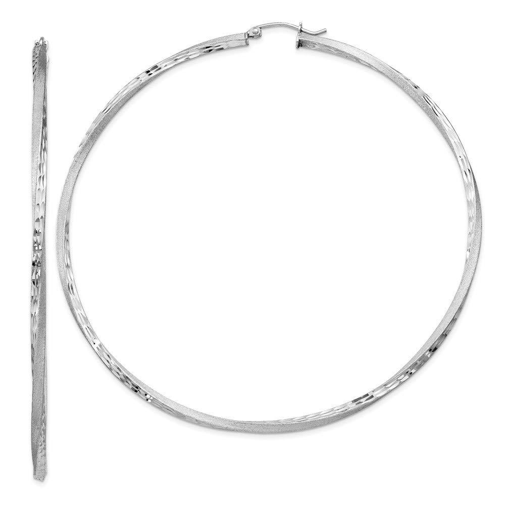 Sterling Silver Hoop Earrings for Women - 82mm (3.2 Inch) White Elegant Hoops | Perfect for Everyday Wear, Parties & Gifts