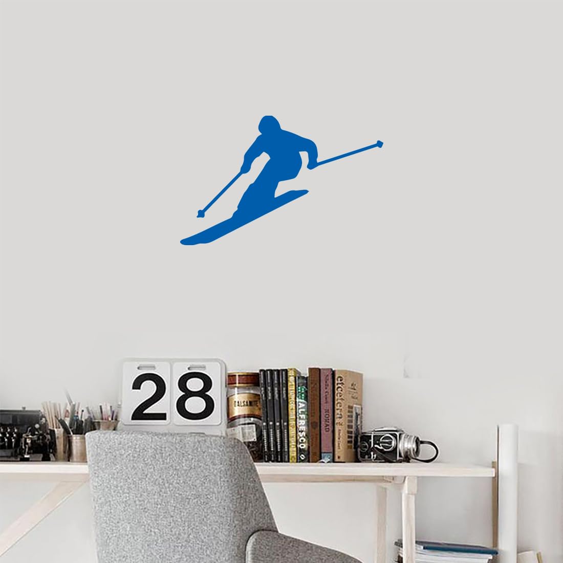 Premium Waterproof Vinyl Decal Stickers - Skier Silhouette (Azure Blue, Set of 2) for Laptop, Phone, Helmet, Car Window, Bumper, Mug & Wall Decor | Perfect for Winter Sports Enthusiasts & Ski-Themed Room Decor