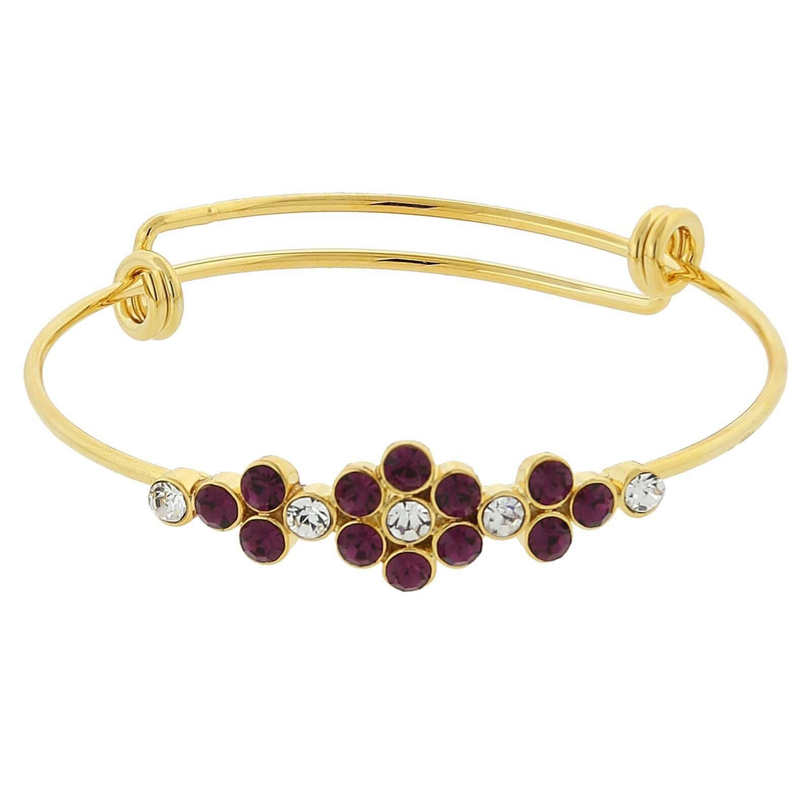 1928 Crystal Flower Wire Bangle Bracelet - Elegant Vintage Jewelry for Women, Perfect for Weddings, Parties & Special Occasions