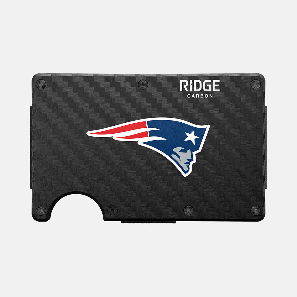 Ridge Wallet for Men - New England Patriots Edition Carbon Fiber 3K Slim Minimalist RFID Blocking Wallet - Perfect for Everyday Carry & Patriots Fans