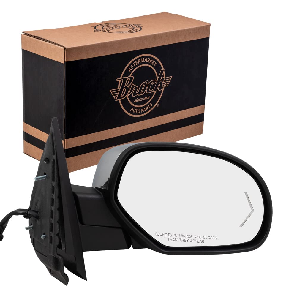 Replacement Passenger Side Power Heated Door Mirror with Chrome Cap for 2009-2013 Chevy Silverado Pickup Truck - Perfect for Winter Driving & Enhanced Visibility (Part #20756974)