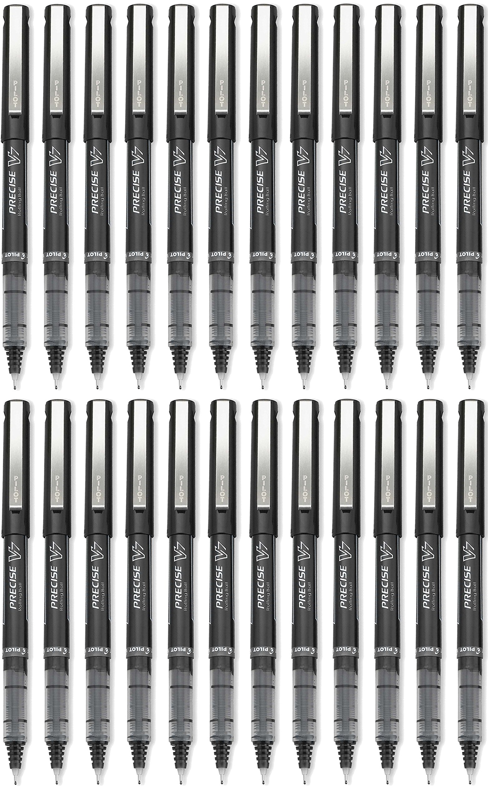 Pilot Precise V7 Stick Rolling Ball Pens - Fine Point (0.7mm) Black Ink - 24 Pack (35346) - Perfect for Office, School, Note Taking & Signature Writing
