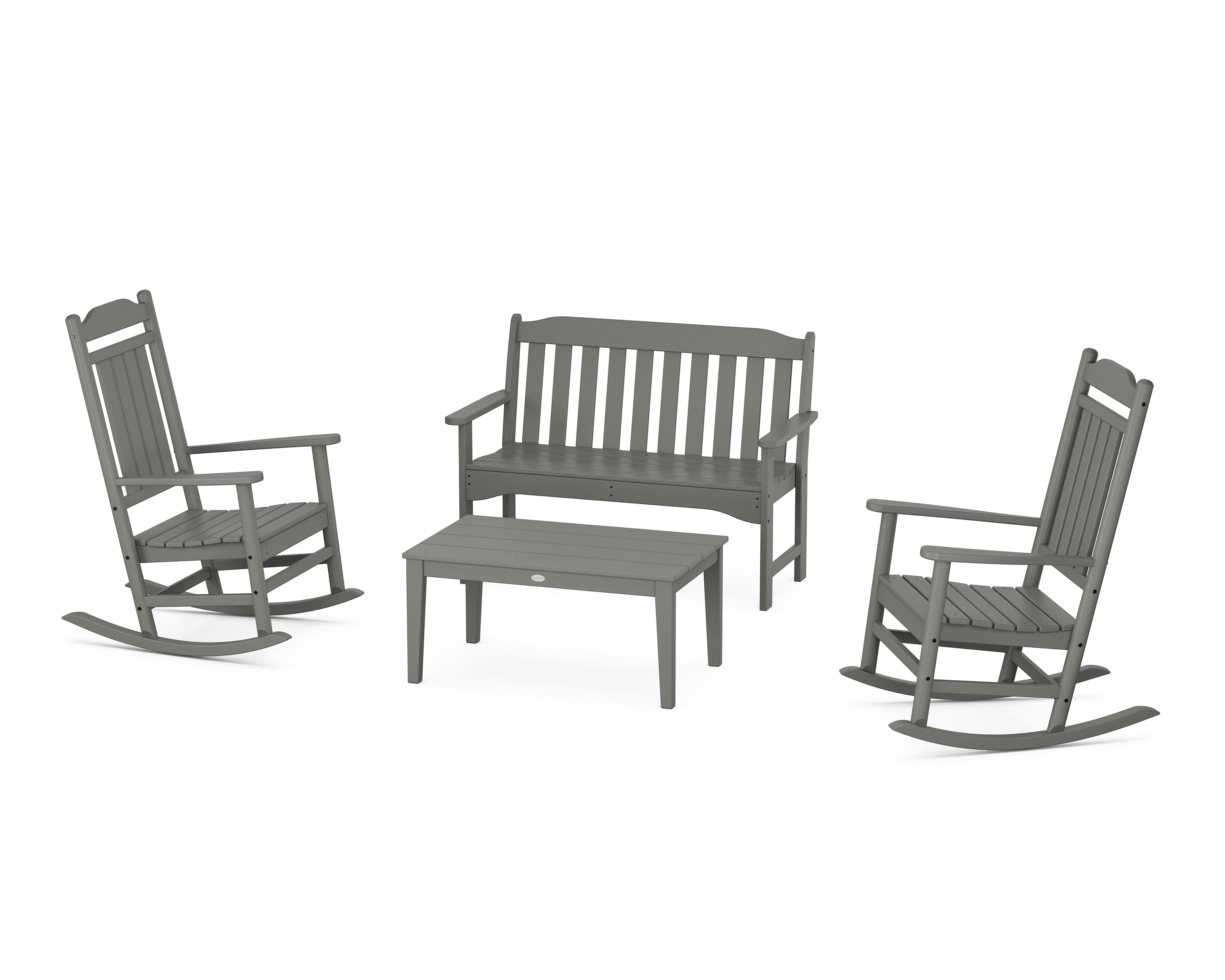 POLYWOOD Country Living Cottage Legacy Rocking Chair 4-Piece Porch Set - Durable Outdoor Furniture for Patio, Garden & Backyard Relaxation