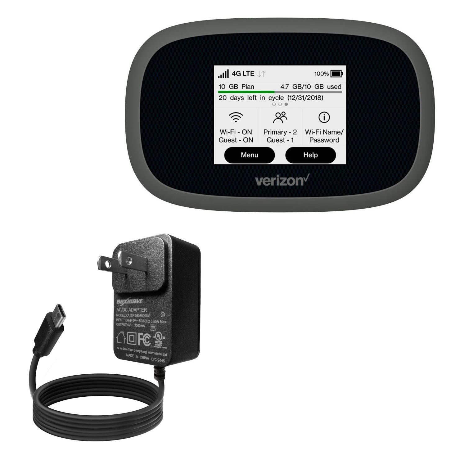 BoxWave 15W Fast Wall Charger for Verizon Jetpack MiFi 8800L - Rapid Charging with Built-in 6ft Cable | Perfect for Home, Office & Travel Charging Needs