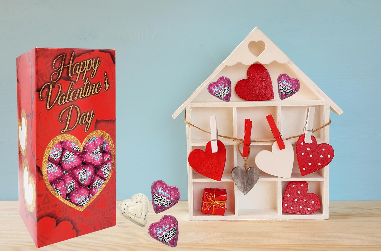 Fruidles Valentine's Milk Chocolate Cookies & Cream Hearts - Individually Wrapped Kosher Dairy Treats (40 Count, 1 LB) - Perfect for Valentine's Day Gifts, Party Favors & Romantic Celebrations
